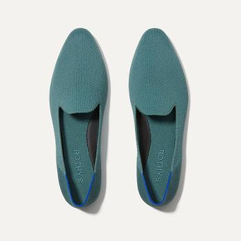 Women's Rothy's The Almond Loafer Flat Shoes Blue / Olive | LAUSX59459