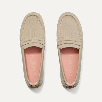 Women's Rothy's The Driver Flat Shoes Beige | AUDFL72843