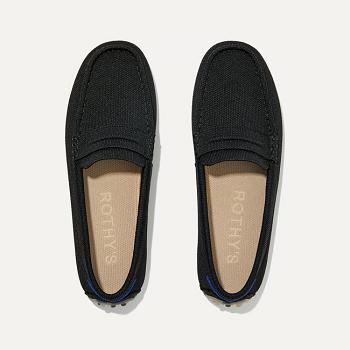 Women's Rothy's The Driver Flat Shoes Black | YAUVQ81891