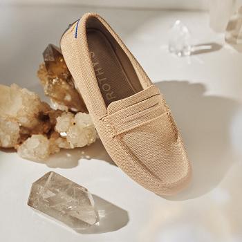 Women's Rothy's The Driver Flat Shoes Gold | AUDFL28211