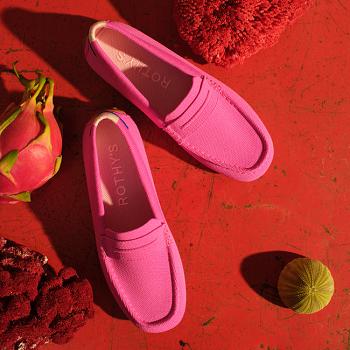 Women's Rothy's The Driver Flat Shoes Pink | ZAUNQ93916