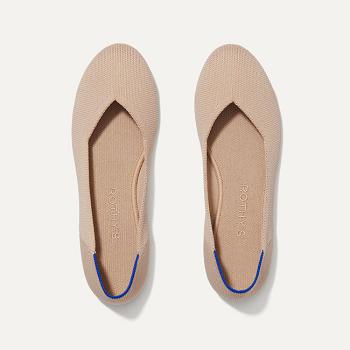 Women's Rothy's The Flat Flat Shoes Beige | PAUQX66902