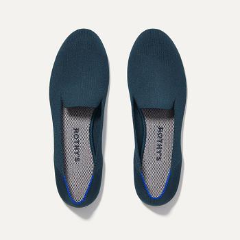 Women's Rothy's The Loafer Flat Shoes Navy | YAUGT34270