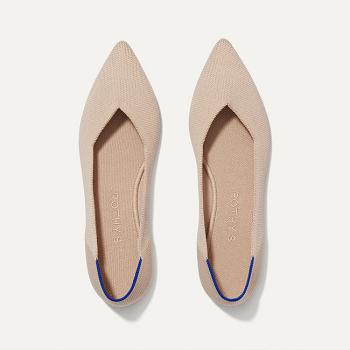 Women's Rothy's The Point Flat Shoes Beige | ZAUNQ19295