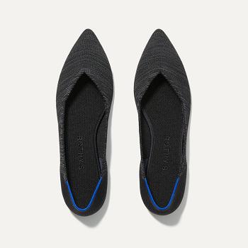 Women's Rothy's The Point Flat Shoes Black | AAUDF79126