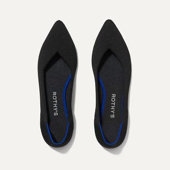 Women's Rothy's The Point Flat Shoes Black | AUZDE56083
