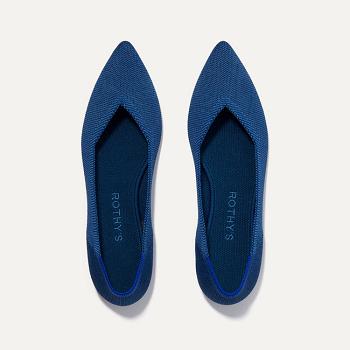 Women's Rothy's The Point Flat Shoes Blue | AAUWC76436