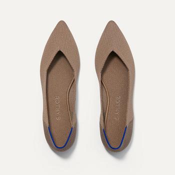 Women's Rothy's The Point Flat Shoes Brown | AAUWC87123