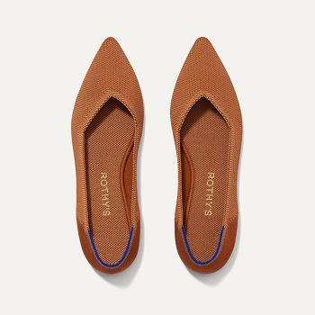 Women's Rothy's The Point Flat Shoes Brown | DAUVO18573
