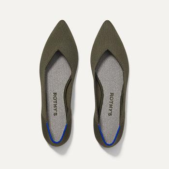 Women's Rothy's The Point Flat Shoes Grey Green | AUEGJ72170