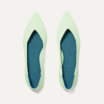 Women's Rothy's The Point Flat Shoes Green | FAUHY23153