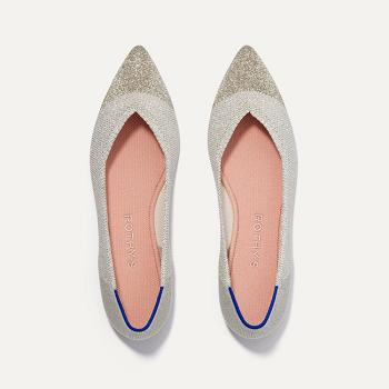 Women's Rothy's The Point Flat Shoes Metal | AUZDE71855