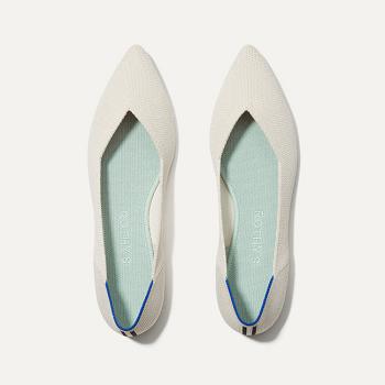 Women's Rothy's The Point Flat Shoes White | QAUWA43465