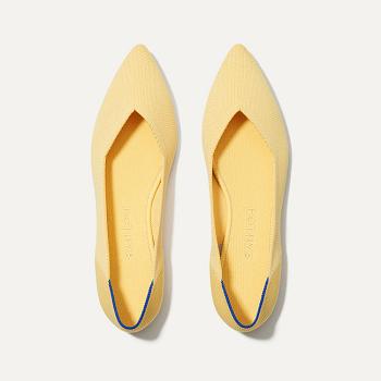 Women's Rothy's The Point Flat Shoes Yellow | QAUUV41331